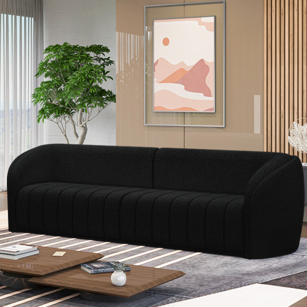 Sofá Decorativo Sala De Estar 332cm Adam 4 Lugares Boucle Pre