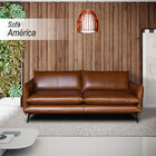 Sofá Decorativo Sala De Estar America 2 Lugares 200cm Couro C