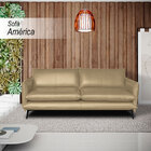 Sofá Decorativo Sala De Estar América 3 Lugares 220cm Couro B