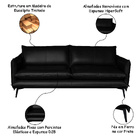 Sofá Decorativo Sala De Estar América 3 Lugares 220cm Couro P