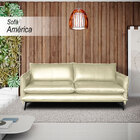 Sofá Decorativo Sala De Estar América 4 Lugares 260cm Couro T