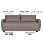 Sofá Decorativo Sala De Estar Lily 3 Lugares 200cm Couro Cime