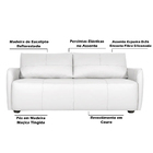 Sofá Decorativo Sala De Estar Lily 3 Lugares 220cm Couro Bran