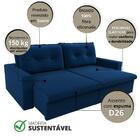 Sofá Deep Retrátil 3 Lugares Suede Azul Marinho 180cm Azul