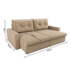 Sofá Deep Retrátil 3 Lugares Suede Bege 180cm Bege