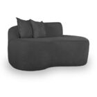 Sofá Design Robusto Elegante Curvo Bouclé Cinza