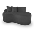 Sofá Design Robusto Elegante Curvo Bouclé Cinza