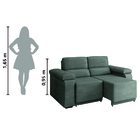 Sofá Desmontável Retrátil 2 Lugares 1,50m Fox Suede Cinza Sel