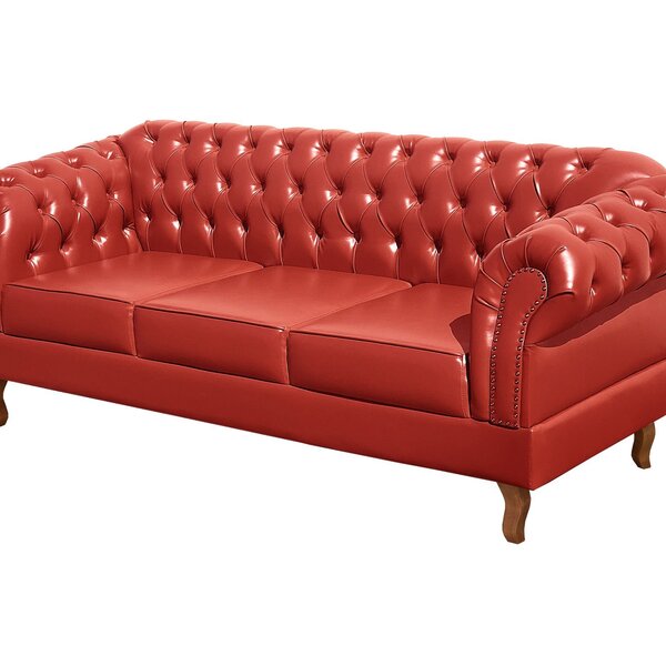 Sofá Dom Pedro 3 Lugares Decoração Sala Recepção Retrô Vermel