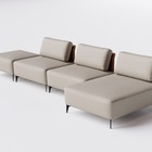 Sofá Dream Box Com Chaise Moderno Modular 4,0m Bege Com Couri