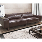 Sofá Dublin 03 Lugares Couro Napa Cristal Tabaco X302 220 Cm