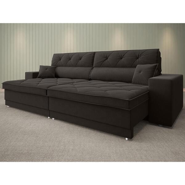 Sofá Duke 2,10m Retrátil E Reclinável Velosuede Chocolate  -