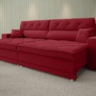 Sofá Duke 2,30m Assento Retrátil E Reclinável Velosuede Verme