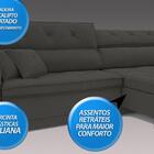 Sofá Duke 2,30m Retrátil E Reclinável Velosuede Cinza - Netso