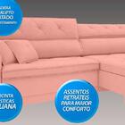 Sofá Duke 2,70m Assento Retrátil E Reclinável Velosuede Rose