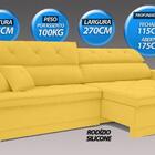 Sofá Duke 2,70m Retrátil E Reclinável Velosuede Canario  - Ne