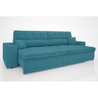 Sofá Duke 2,70m Retrátil E Reclinável Velosuede Turquesa  - N