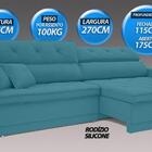 Sofá Duke 2,70m Retrátil E Reclinável Velosuede Turquesa  - N