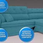 Sofá Duke 2,70m Retrátil E Reclinável Velosuede Turquesa  - N