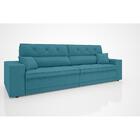 Sofá Duke 2,70m Retrátil E Reclinável Velosuede Turquesa  - N