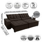 Sofá Elegance   Retratil E Reclinavel 2,52 Mts Suede Café Car