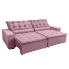 Sofá Elegance Retratil E Reclinavel 2,52 Mts Suede Rosa Carol
