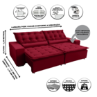Sofá Elegance Retratil E Reclinavel 2,92 Mts Suede Vermelho C