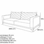 Sofá Eliot 3 Lugares 200 Cm Linho Boucle Cinza