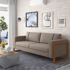 Sofá Em Linho 230cm Lin Cinza/marrom