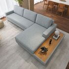 Sofá Em Linho 292cm Chaise Direito E Deck Loft Cinza