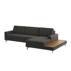 Sofá Em Linho 292cm Chaise Direito E Deck Loft Grafite