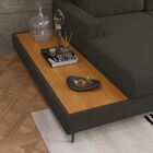 Sofá Em Linho 292cm Chaise Esquerdo E Deck Loft Grafite