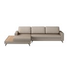 Sofá Em Linho 322cm Chaise Esquerdo E Deck Loft Cinza/marrom