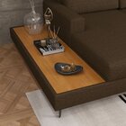 Sofá Em Linho 322cm Chaise Esquerdo E Deck Loft Marrom/preto