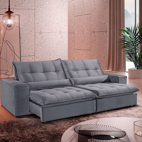 Sofá Espanha 3 Lugares Retrátil E Reclinável 2.00m Europa Est