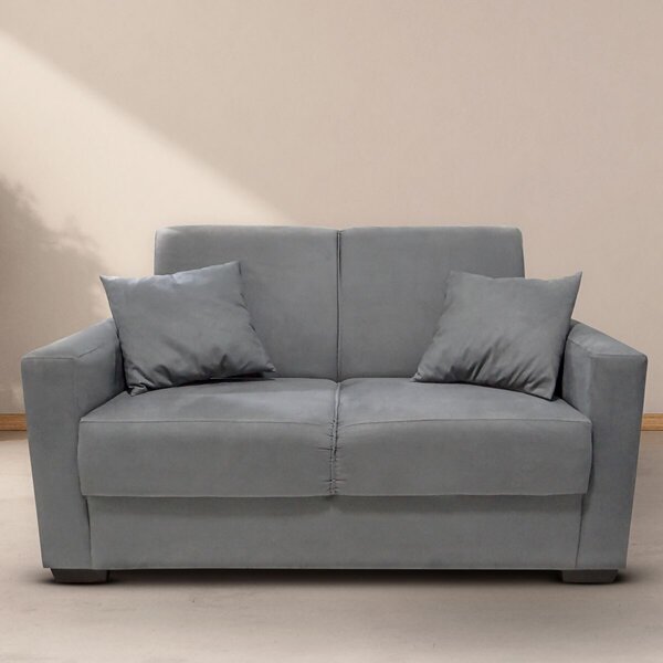 Sofá Estofado 2 Lugares Sala Estar Recepção Bruna Suede Cinza