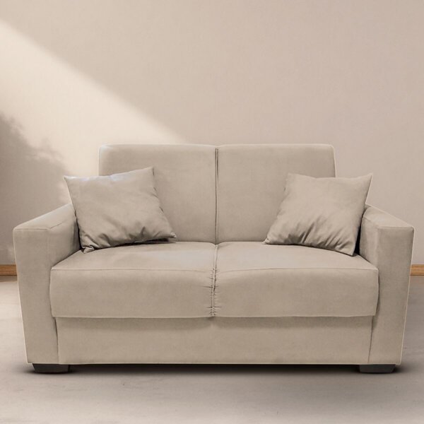 Sofá Estofado 2 Lugares Sala Estar Recepção Raíssa Suede Bege