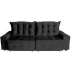 Sofá Euro Retrátil E Reclinável 210cm Veludo Light Preto – Ws
