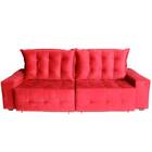 Sofá Euro Retrátil E Reclinável 250cm Veludo Light Vermelho –
