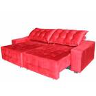 Sofá Euro Retrátil E Reclinável 250cm Veludo Light Vermelho –