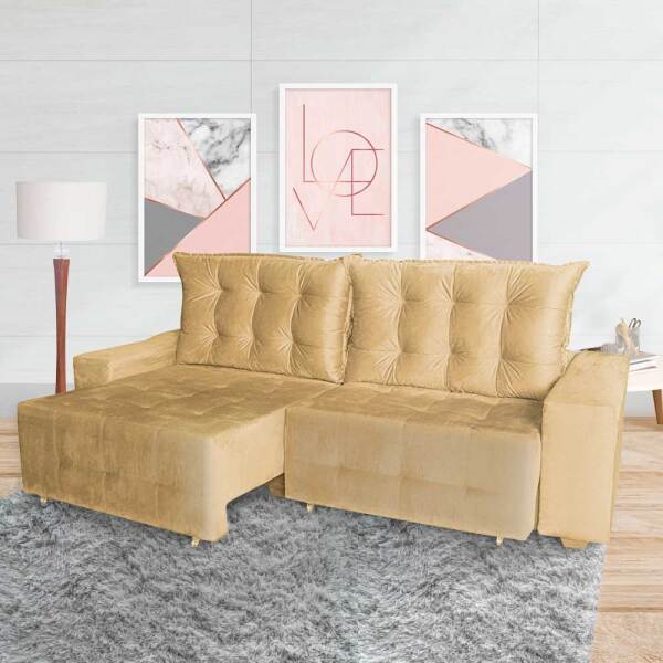 Sofá Euro Retrátil E Reclinável 300cm Veludo Light Bege – Ws