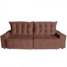 Sofá Euro Retrátil E Reclinável 300cm Veludo Light Café– Ws E