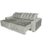 Sofá Euro Retrátil E Reclinável 300cm Veludo Light Cinza – Ws