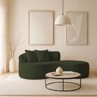 Sofá Feijão De Canto Curvado Elegante 2 Lugares Bouclé Verde