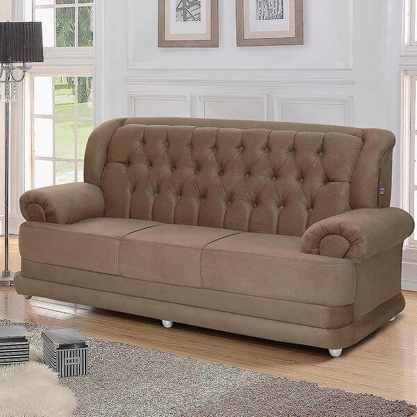 Sofá Finlândia 3 Lugares Pluma Castor