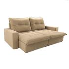 Sofá Firenze Retrátil 3 Lugares Linho Bege 210cm Bege