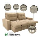 Sofá Firenze Retrátil 3 Lugares Linho Bege 210cm Bege