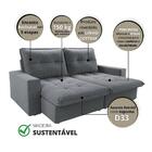 Sofá Firenze Retrátil 3 Lugares Linho Cinza 210cm Cinza