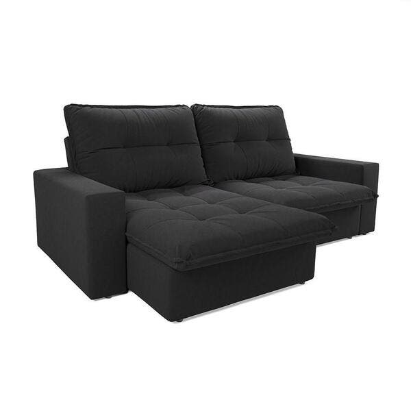 Sofá Firenze Retrátil 3 Lugares Suede Preto 210cm Preto | Black Friday ...