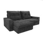 Sofá Firenze Retrátil 3 Lugares Veludo Grafite 210cm Cinza